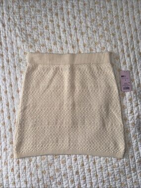 Cream Knit Mini Skirt
